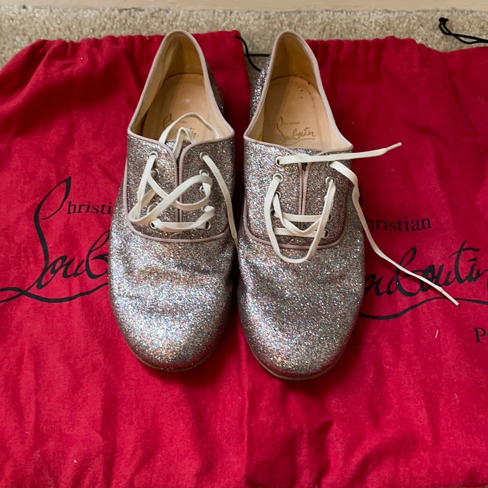 Christian Louboutin glitter oxfords, size 37.5